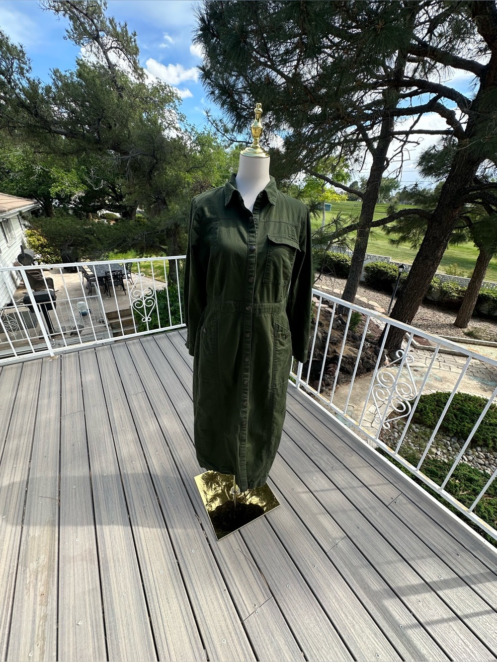 Loft Olive Green Utility Shirt Dress